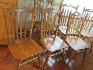 lot 122 image: 6 Oak dining room chairs 2018...