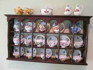 lot 149 image: Tea cup and plate wall display unit...