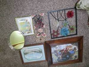 lot 186 image: Framed wall prints, mirrored tray a...