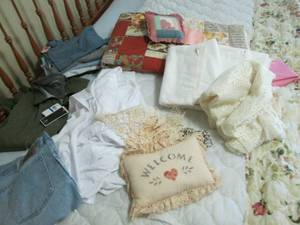 lot 193 image: Quilt, shirts and pair of jeans (se...