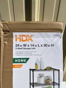lot 3 image: HDX 3-Tier Steel Wire Shelving Unit in Black (24 in. W x 30 in. H x 14 in. D)