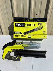 lot 9 image: RYOBI-ONE-18V-90-MPH-200-CFM-Cordless-Battery-Leaf-Blower-Sweeper-Tool-Only-