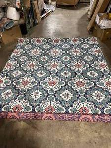 lot 27 image: Hampton Bay Star Moroccan 8 ft. x 10 ft. TealWhite IndoorOutdoor Area Rug