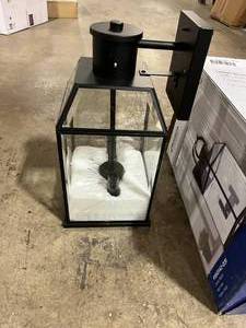 lot 48 image: Progress Lighting Canton Heights 18 in. 2-Light Matte Black Transitional Outdoor Wall Lantern with Clear Beveled Glass