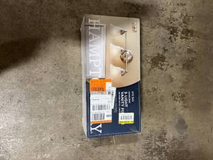 lot 61 image: Hampton Bay Ashhurst 3-Light Brushed Nickel Classic Traditional Bathroom Vanity Light with Frosted Glass Shades
