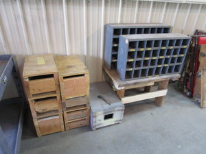 lot 53 image: Bolt Bins, Wooden Bench, Wood Risers