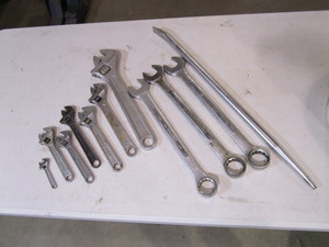 lot 208 image: Crescent Wrenches, Pry Bar, Large Wrenches