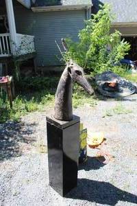 lot 197 image: Vintage Egyptian Dog Statue with Stand