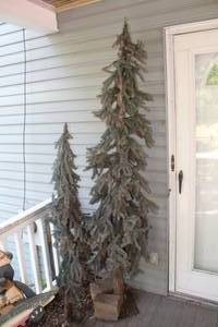 lot 204 image: Lot of (2) Faux Pine Tree Dcor