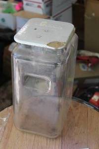 lot 111 image: Edison Rectangle Glass Jar w White Top