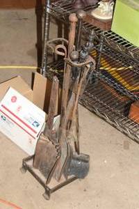 lot 179 image: Vintage Metal Fireplace Set