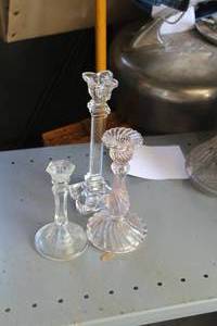 lot 254 image: Lot of (3) Crystal Candleholders