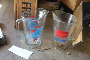 lot 288 image: Lot of (2) Vintage Glass Beer Pitchers