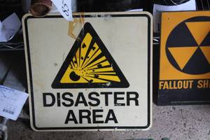 lot 266 image: DISASTER AREA Plastic Sign