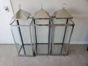 3 Large Decorative Lanterns with Faux Candles