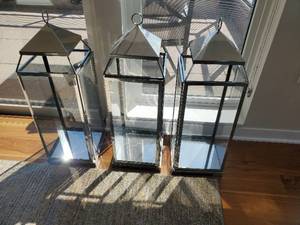 3 Medium Sized Decorative lanterns with Faux Candles