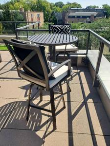 Outdoor Bar Height Bistro Table and Swivel Bar Stools