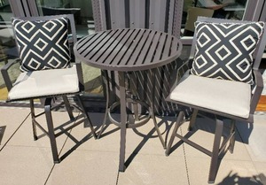 Outdoor Bar Height Bistro Table and Swivel Bar Stools