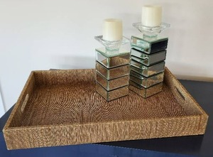 Two Decorative Candles with Tray