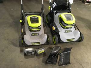 Lot of 2 RYOBI 40V HP Brushless 21 in. Cordless Battery Walk Behind Self-Propelled Lawn Mower with  Batteries no Charger Customer Returns See Terms on Auction