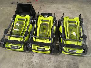 Lot of 3 RYOBI 40V Brushless 20 in. Cordless Battery Walk Behind Push Lawn Mower Tool only Customer Returns See Terms on Auction