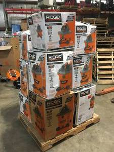 Pallet of Ridgid WetDry Shop Vacs variosu models and conditions Customer Returns See Terms on Auction