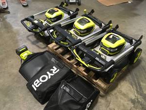 Lot of 3 Assorted Ryobi Lawn Mowers various models and conditions Customer Returns See Terms on Auction