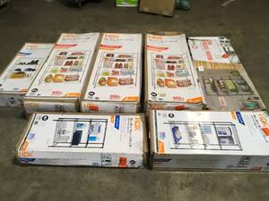 Pallet of Utility Shelving various models and conditions  Customer Returns See Terms on Auction