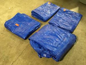 Lot of 4 Everbilt 16 ft. x 20 ft. Blue Medium Duty Tarp Customer Returns See Terms on Auction