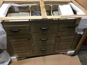 Home Decorators Collection Stanhope 49 in. Reclaimed Oak Single Vanity, Open Box - Review all pictures