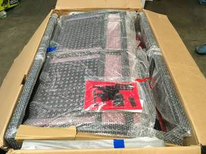 Hampton Bay Braxton Park 3-Piece Black Steel Outdoor Patio Sectional Sofa Open Box - Review all pictures