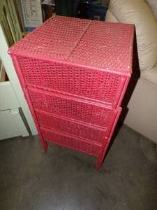 Wicker 4 Drawer Side Table