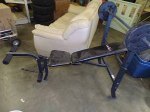 Life Max Weight Bench with Bar and 2 15# Weights