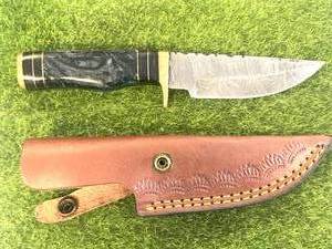 Custom 8 Damascus Knife with Hand Stitched Leather Sheath