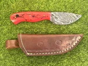 Custom 6 12 Inch Damascus Knife with Hand Stitched Leather Sheath