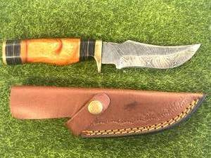 Custom 8 Damascus Knife with Hand Stitched Leather Sheath
