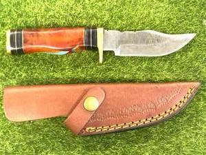 Custom 8 Damascus Knife with Hand Stitched Leather Sheath