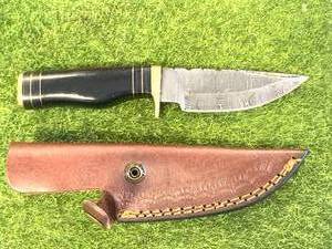 Custom 8 Damascus Knife with Hand Stitched Leather Sheath