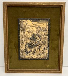 lot 3 image: Vintage Art Etching On ( Arttini) By Albrecht Durer  Samson Killing The Lion 1498