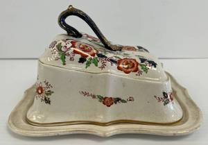 lot 37 image: Vintage Cheese Plate With Floral Pattern 10 x 8 12x 6 (Small Cracks Present)