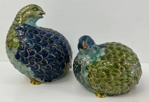 lot 41 image: Vintage Pair Of Oriental Porcelain Quail 1 6 34 x 7 1 6 x 4 12 (No Cracks Or Chips)