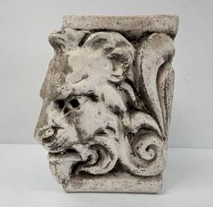 lot 90 image: Vintage Plaster Pedestal With Lion Head Design 7 12 x 6x 6