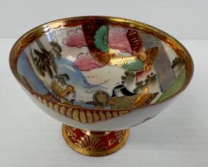 lot 110 image: Vintage Japanese Porcelain Oriental Themed Cup  3 34 x 2 34 (No Cracks Or Chips)