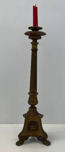 lot 194 image: Antique Casted Metal Candle Holder 19 12 Tall