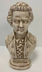 lot 228 image: Vintage 8 12 Tall Ceramic Mozart Bust (No Cracks Or Chips)