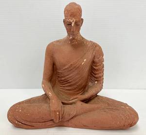 lot 240 image: Vintage Ceramic Monk Statue 10 x 10 x 5 (No Cracks Or Chips)