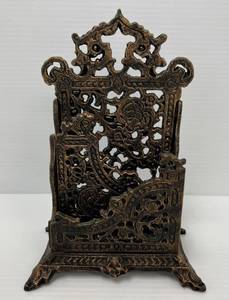 lot 241 image: Vintage Ornate Cast Metal Letter Holder