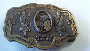 lot 113 image: Belt Buckle Steele County N.D. Centennial 1983,