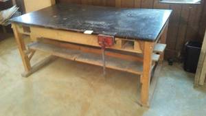 Worktable with Vise.