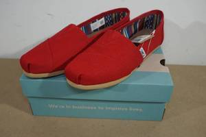 NEW Toms Alpargata Red Canvas Shoes - Womens 6.5